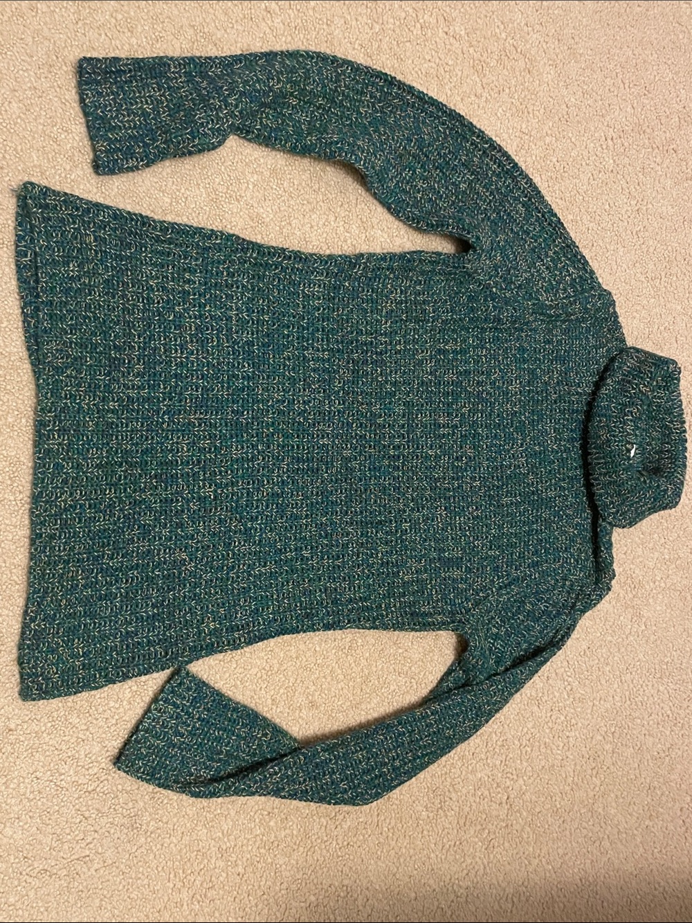 Tiara Teal Marled Turtle Neck Knit Sweater
